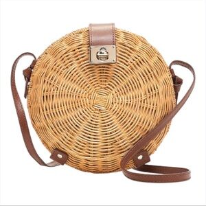 J. Crew NEW Round Rattan Leather Crossbody Bag